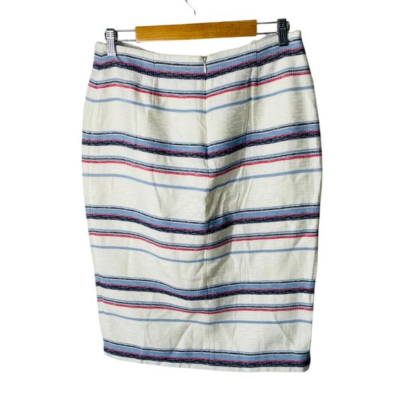 PIPER - White Red Blue Stripe Pencil Skirt Size 12 - Picture 4 of 7
